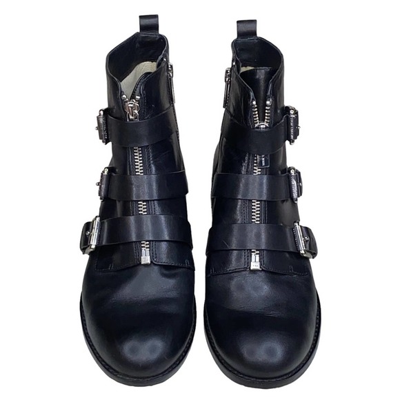 Michael Michael Kors Women’s Black Leather Buckle Side Zip Ankle Bootie Size 8.5 - Picture 9 of 9